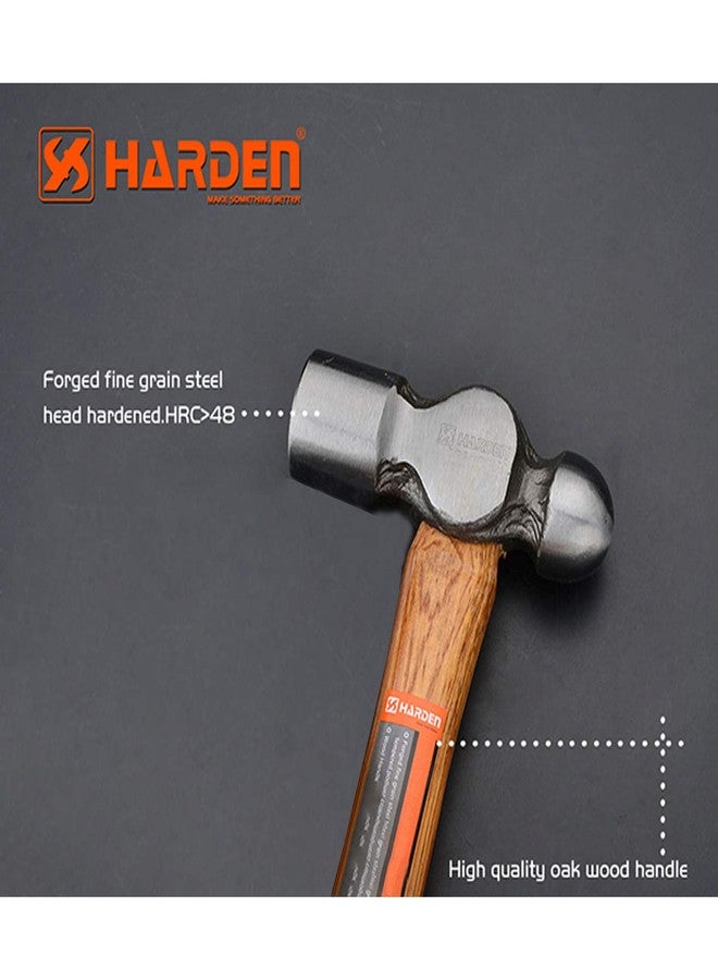 Harden 450 grams Professional Ball Pein Peen Hammer with Oak Wood Handle - Forged Fine Grain Steel Head - 590134 - Image 2